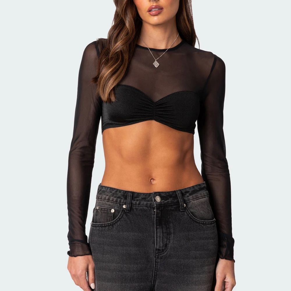 “Night out sheer crop top”